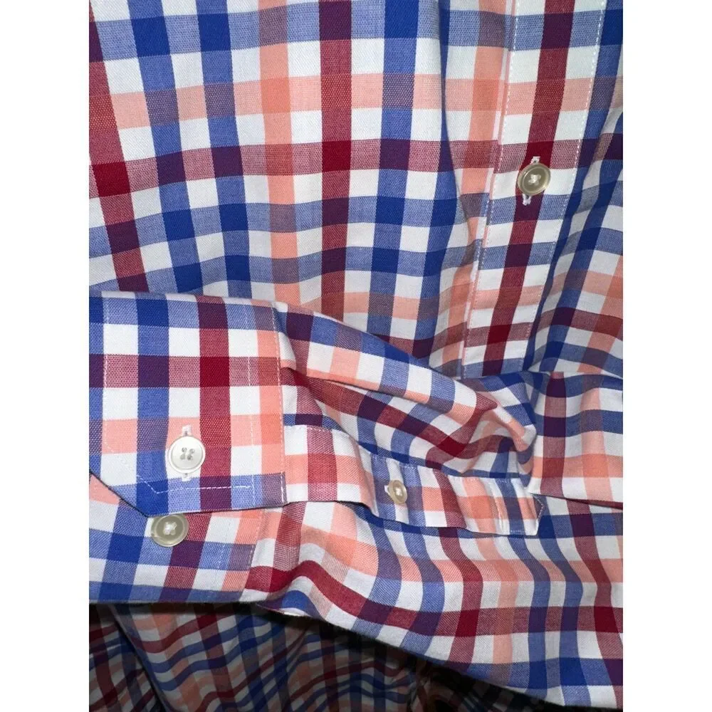 Banana Republic Men’s XL Button Down Shirt – Red Blue Plaid – 100% Cotton